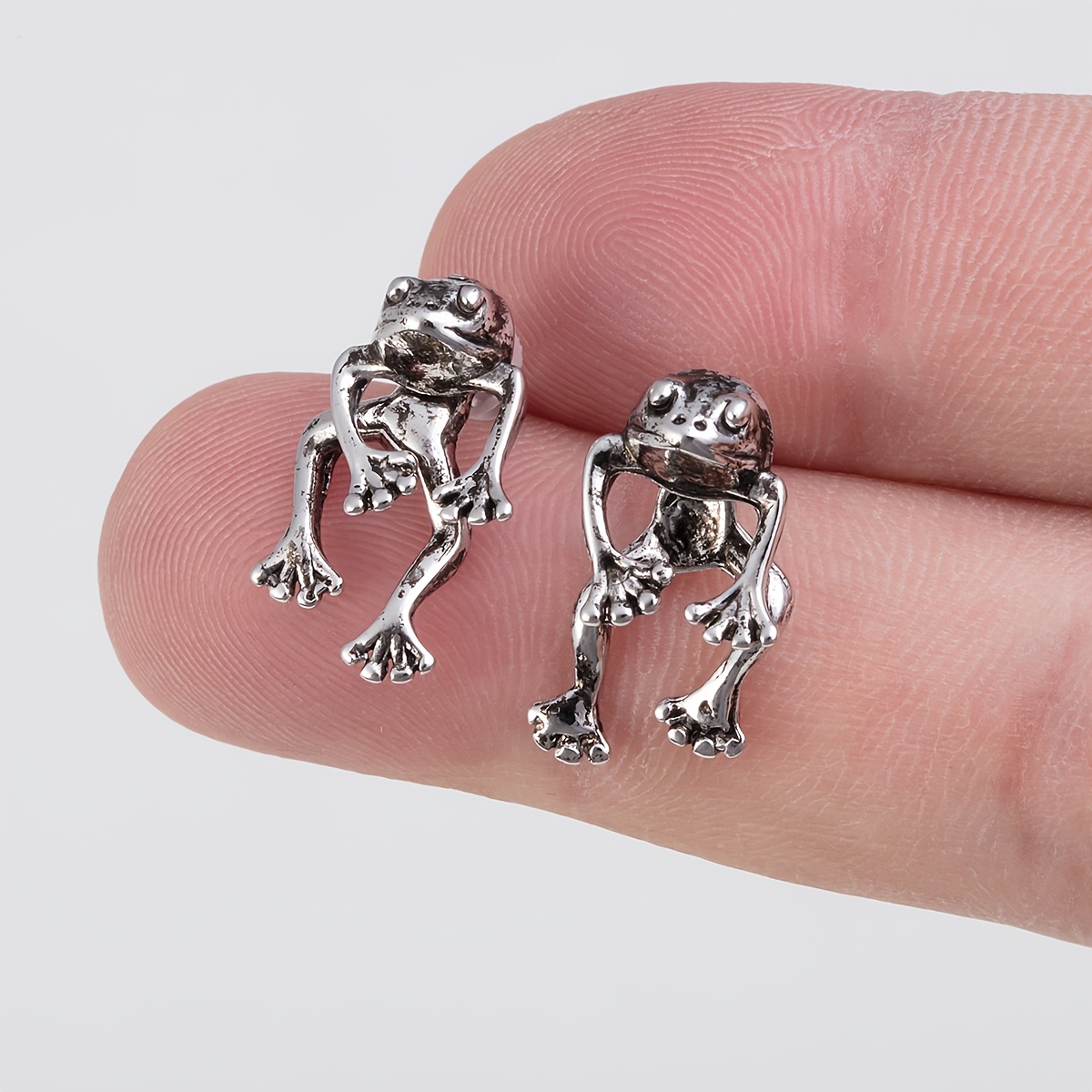 Frog Earrings Vintage Silvery Studs Party & Daily Wear